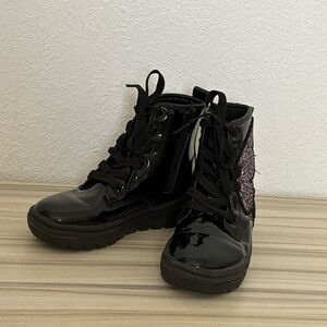 Skechers Girl's Black Glitter Butterfly Boot Size 13
